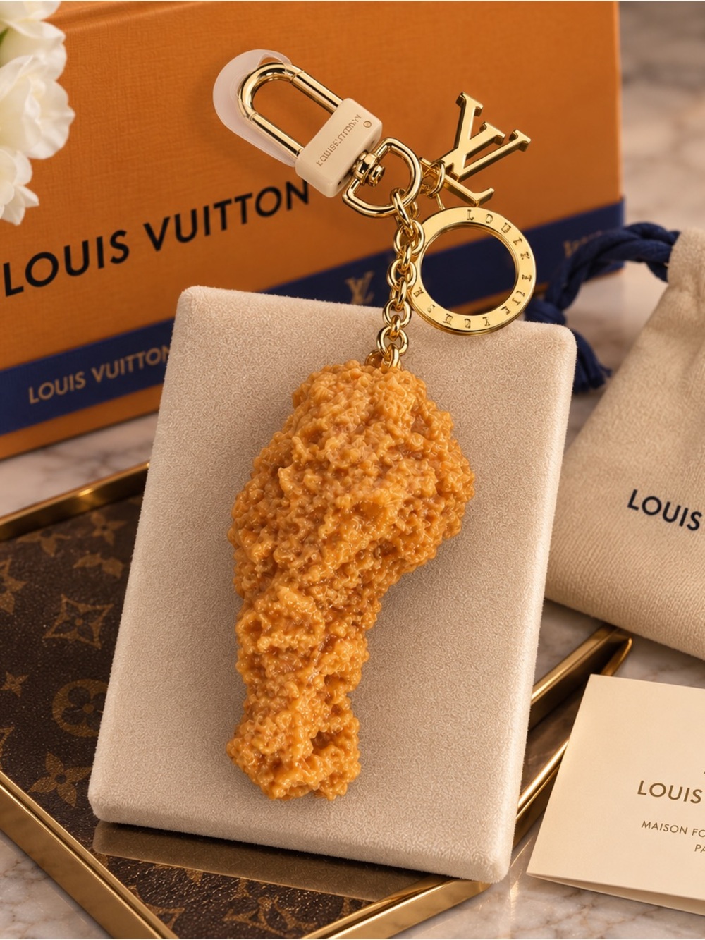 Fashion Luxury Gold-Tone Keychain Chicken Leg Bag Charm